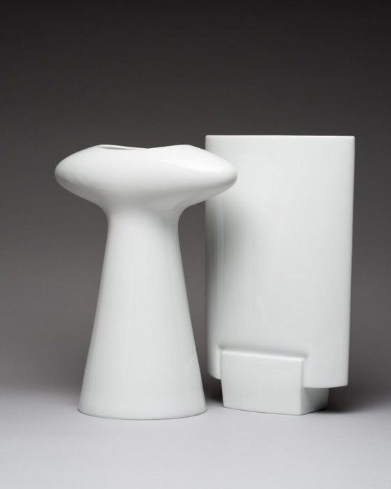 Image 1 of Duo de vases XL en porcelaine Rosenthal vintage : Michael Boehm DEBUT + Platt&Young SPIRIT