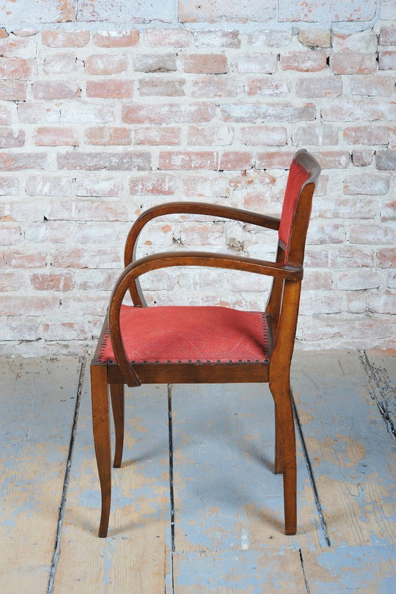 Ensemble de quatre chaises Art déco restaurées, par Jules Leleu, Hêtre, France, années 1930 (photo 7 of 12)