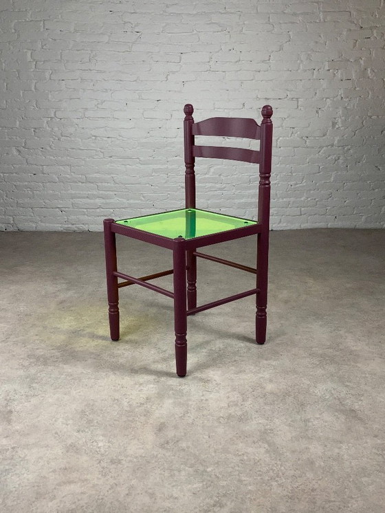 Image 1 of Aubergine bistrostoelen met plexiglas