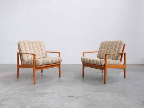 Image 1 of Ensemble de 2 chaises longues en teck style danois Mid-Century