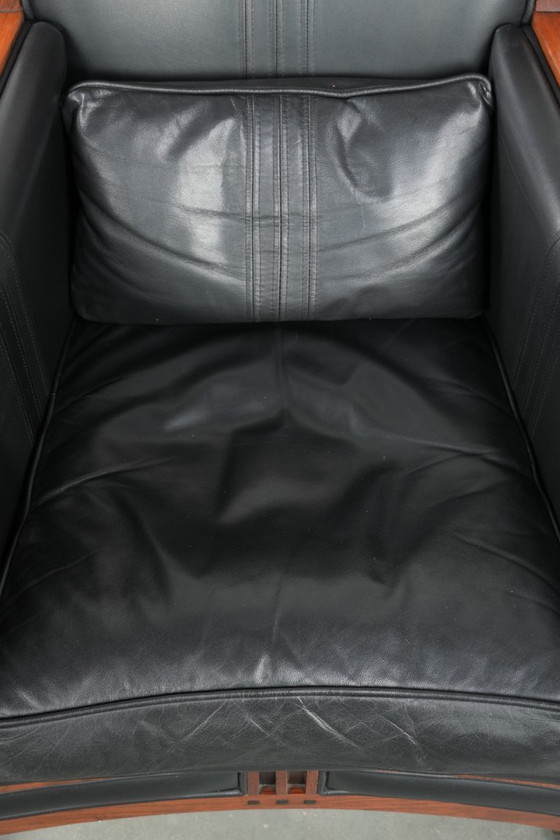 Zwarte leren Art Deco Schuitema design fauteuil, in goede staat, uit de Decoforma serie – Leather, Klassiek (photo 6 of 12)