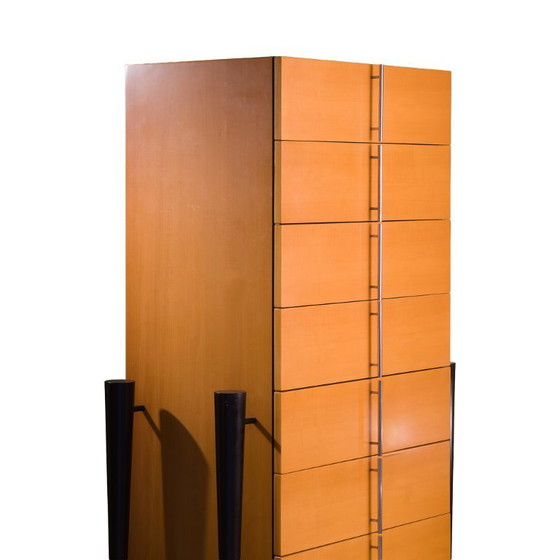 Cassettiera Semainier « Victoire » di Michel Boyer per Rouve, c.1988, Cassettiere, Legno, Metallo, Marrone (foto 4 di 8)