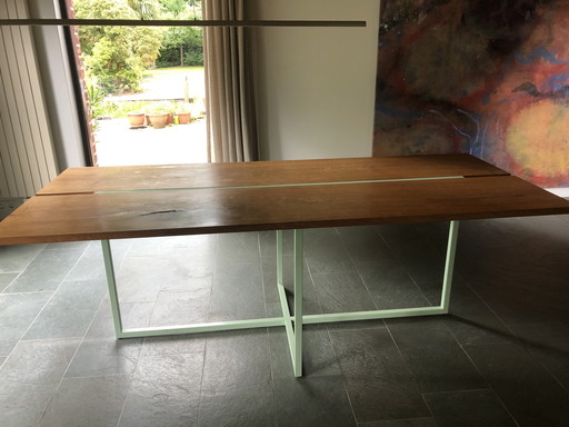 Table de salle à manger avec plateau en chêne design by Peter Ghyczy