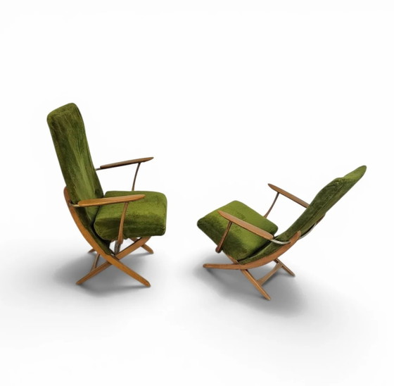 2 x 20e-eeuwse vintage design verstelbare fauteuils (photo 9 of 16)