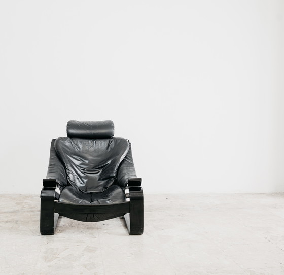 Image 1 of FAUTEUIL EN CUIR DE AKE FRIBYTTER POUR NELO MÖBEL SUÈDE, ANNÉES 1970