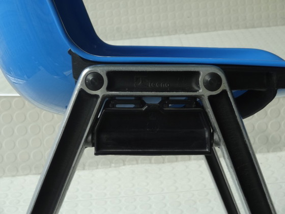 Image 1 of 8x Vintage Design Stoel TECNO Modus SM203 - Origineel Italiaans Design - Blauw