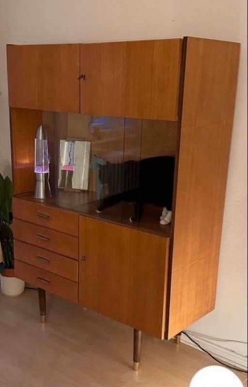 Credenza/vetrina della Germania dell'Est, anni '60 – Modernismo vintage di metà secolo della Germania dell'Est