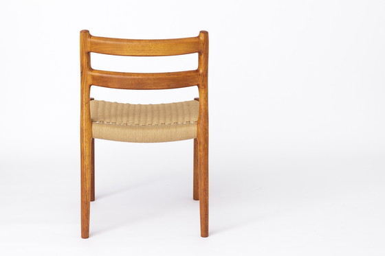 Image 1 of Set di 6 sedie da pranzo in teak Niels Otto Moller, modello 84, 1976 – Sedili in corda rinnovati, marchio del produttore, spediz
