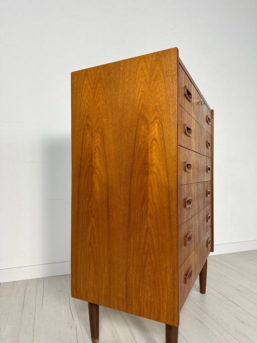 Vintage Deense teakhouten commode, minimalistische dressoir in mid-century modern stijl, jaren 60