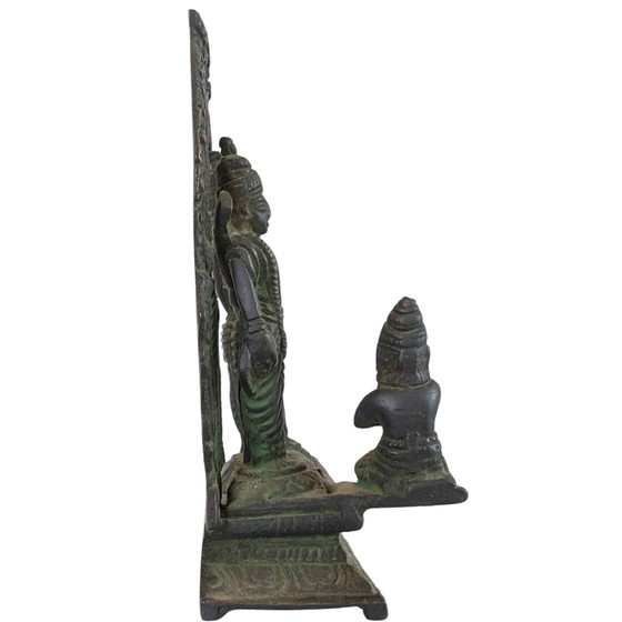 Bronze indien antique - Retable Ram Darbar (Rama, Sita, Lakshmana, Hanuman) – Sculptures (photo 3 of 9)
