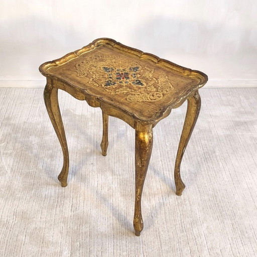 ✨ Elegante Mesa Auxiliar Florentina – Decoración Pintada & Magnífica Pátina Antigua ✨