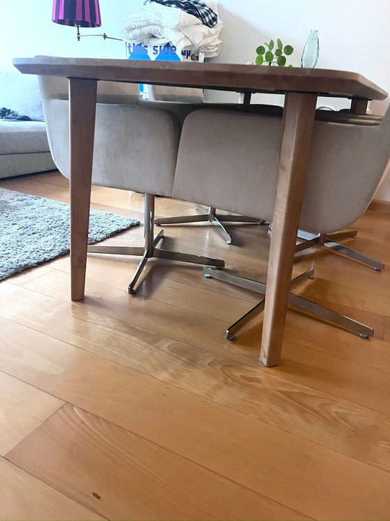 Image 1 of Andreu World Lineal Comfort Swivel Armchairs (Set of 6) – Design – Beige