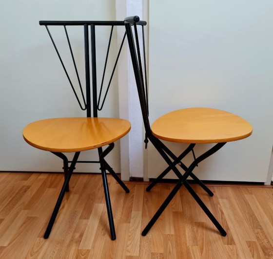 Image 1 of LaPalma Folding Chairs 2 Birch and Metal Unique