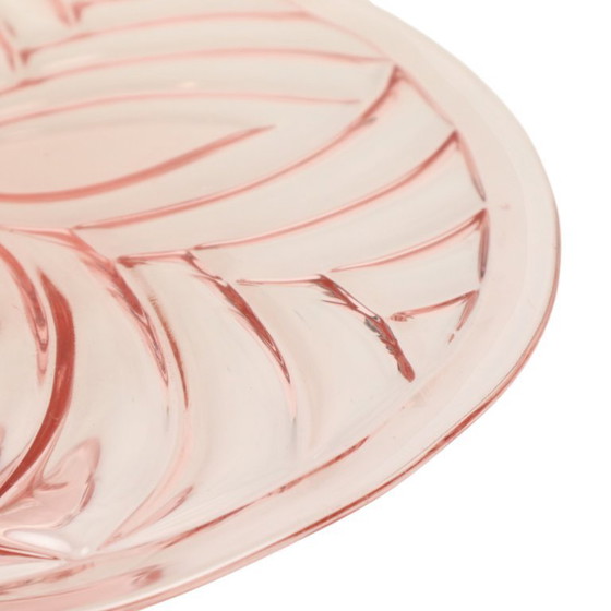 Image 1 of Pink Art Deco Cake Plate Pastry Dish
