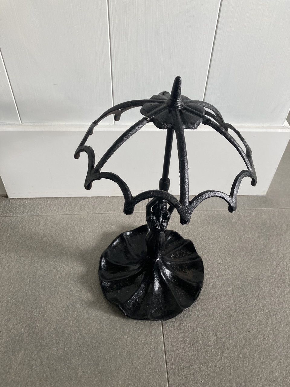 Porte-Parapluie Bakaji Design Moderne Rond Noir Avec Papillon - Métal Avec Bac Anti-Gouttes