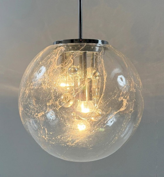 Image 1 of Hanglamp in ruimtetijdstijl uit de jaren 70, model “8926” 'Big Ball' van DORIA, Duitsland.