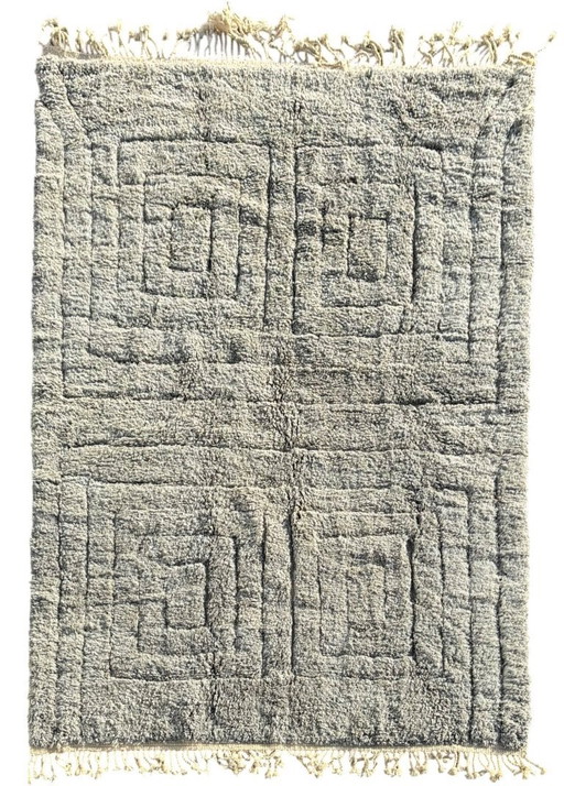 Luxe Marokkaans Mrirt wollen tapijt 200x300 cm – Handgeweven hoogpolig Berber tapijt