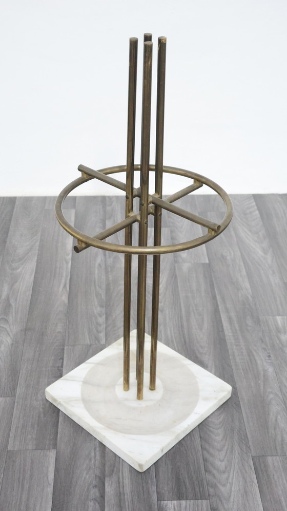 Image 1 of Renato Zevi Metalarte Umbrella Stand Marble And Brass Design Modernism