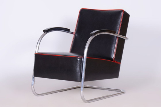 Paar gerestaureerde Bauhaus Fn21 fauteuils, van Mücke-Melder, leer, Tsjechisch, jaren dertig – Leather, Metal (photo 7 of 16)