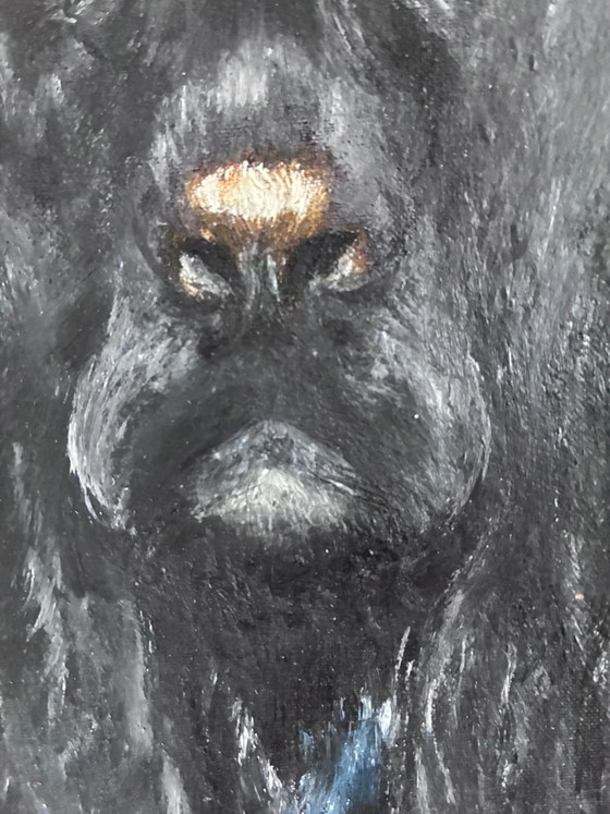 Vintage original dog portrait oil painting, signed animal art – Paintings & Drawings, Wood, Canvas (photo 12 of 20)