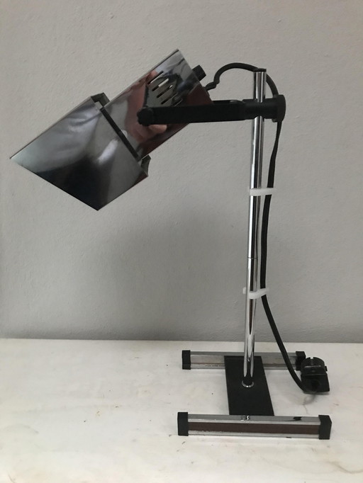 Verchromte würfelförmige tischlampe von Robert Sonneman