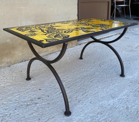 Image 1 of Jean Lurçat a Saint-Vincent, tavolino da caffè in ferro battuto, 1950