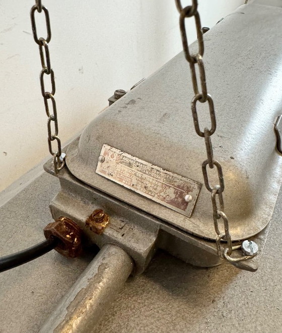 Image 1 of Lampadario industriale grigio a sospensione di Polam Gdansk, anni '70