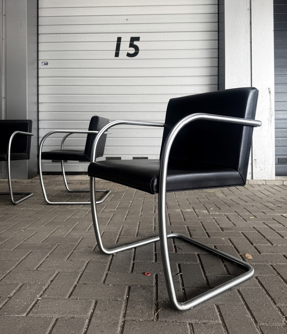 Image 1 of 6 sedie Brno di Mies van der Rohe, Fasem, in pelle nera