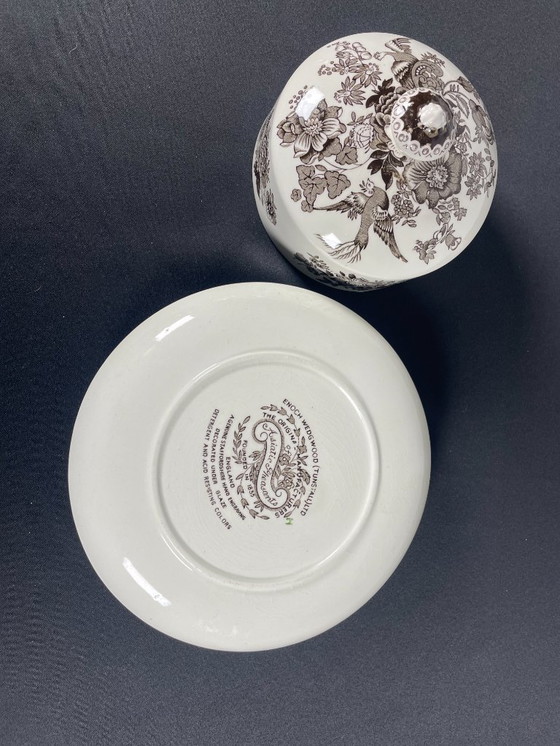 Image 1 of Beurrier en céramique blanche et brune Wedgwood Faisans