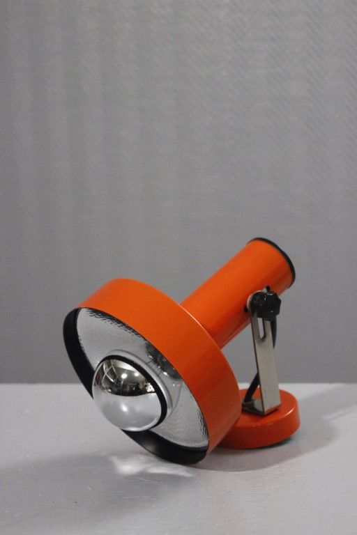 Aplique de pared vintage, foco orientable, aluminio naranja, diseño años 70