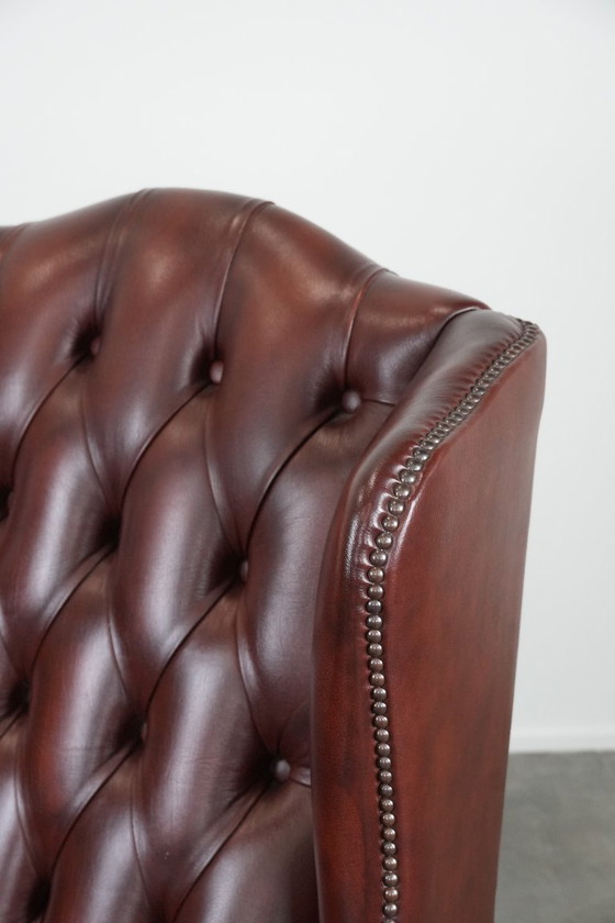 Image 1 of Classic and elegant English-style cowhide Chesterfield wing chair