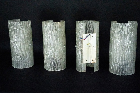 Image 1 of 60s Toni Zuccheri Venini Murano glazen wandlampen, horizontaal of verticaal. Set van 4