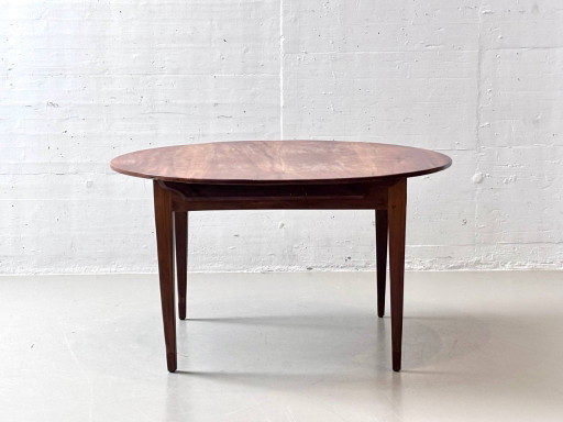 Round, high-quality Biedermeier pearwood dining table with drawers