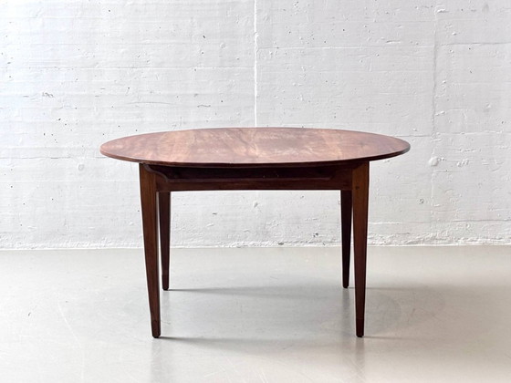 Image 1 of Round, high-quality Biedermeier pearwood dining table with drawers