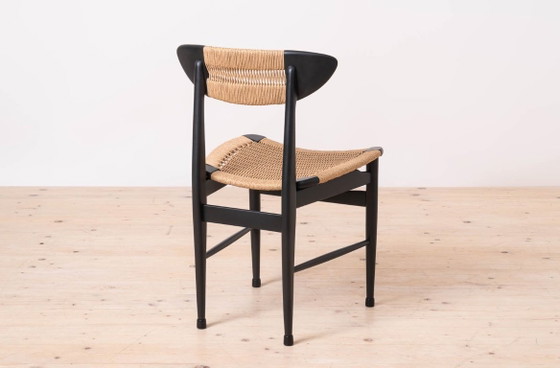 Image 1 of Set van 6 Scandinavische moderne eetkamerstoelen, met touwzitting en -rugleuning, jaren 60