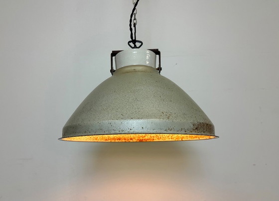Image 1 of Grey Metal Industrial Factory Hanging Lamp, 1960s