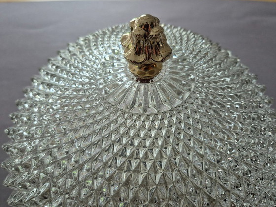 Image 1 of Glashütte Limburg Plafoniere Pressglas Vintage Ceiling Lamp Retro