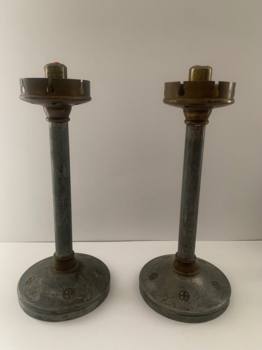 2 candelabros Bauhaus, candelabros, candelabros, Marianne Brandt, Ruppelwerke, Ruppel, Ruppelwerk