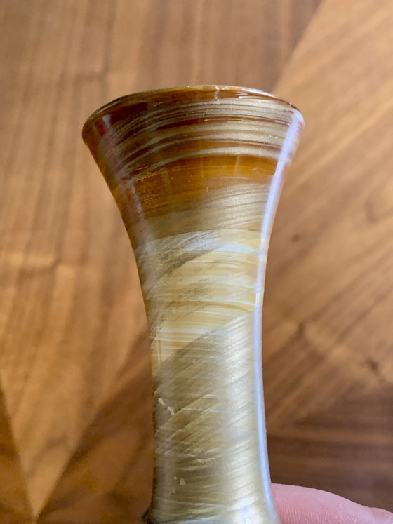 Small opaline glass soliflore vase, Art Nouveau metallic powder decor (photo 6 of 11)