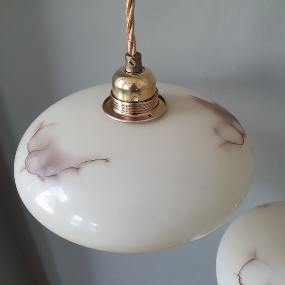 Set di 2 Lampade a Sospensione Vintage in Opalina Marmorizzata – Metal (photo 10 of 22)