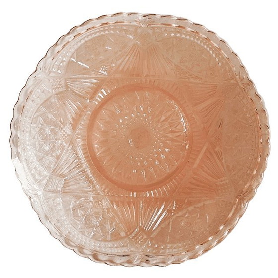 Image 1 of Art-Deco-Obstschale aus rosa Kristall, 1930er Jahre, Fait en Belgique