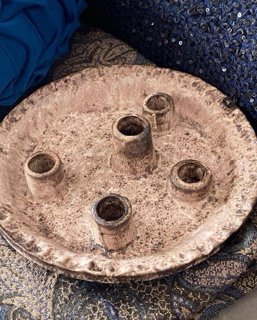 Chandelier McCarty Pottery en céramique, bougeoir à 5 tuyaux