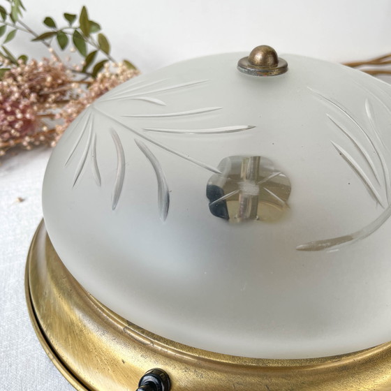 Image 1 of Vintage Globe Lamp in Art Deco Gesneden Glas