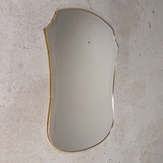 Image 1 of Vintage Spiegel Met Gouden Rand, Jaren 60