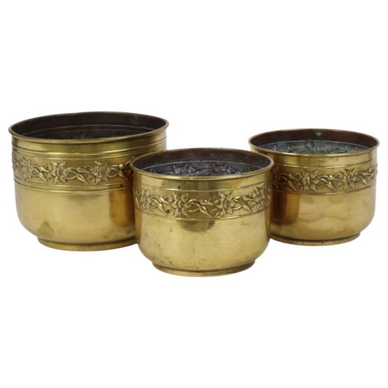 Oude Messing Repoussé Bloembakken Unis Paris – Plantenbak, Brass (photo 16 of 18)
