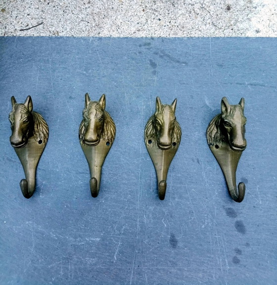 4 vintage massief messing paarden kapstokhaken – Kapstokken, Brass (photo 6 of 6)
