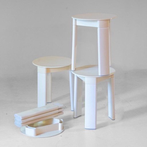 1x Italian Space Age Plastic Stools by Olaf von Bohr for Gedy, set of four