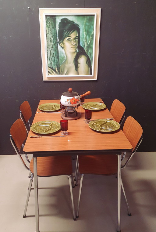 1970 Vintage Formica Table With Chairs Dining Room Set