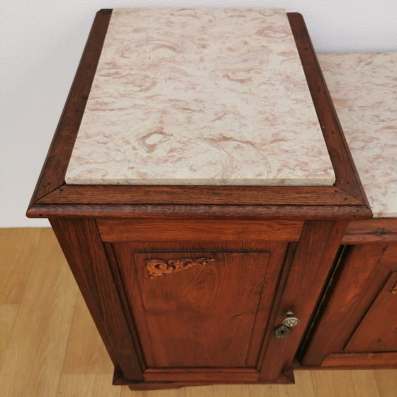 Image 1 of Antique TV cabinet television cabinet sideboard wall cabinet with marble top