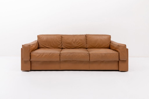 Modernes italienisches Ledersofa in Cognac
